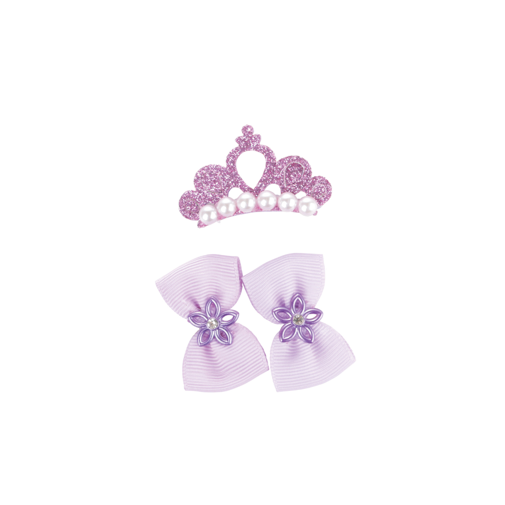 GLAM Hair Accessories for pets clip & rubber - Purple