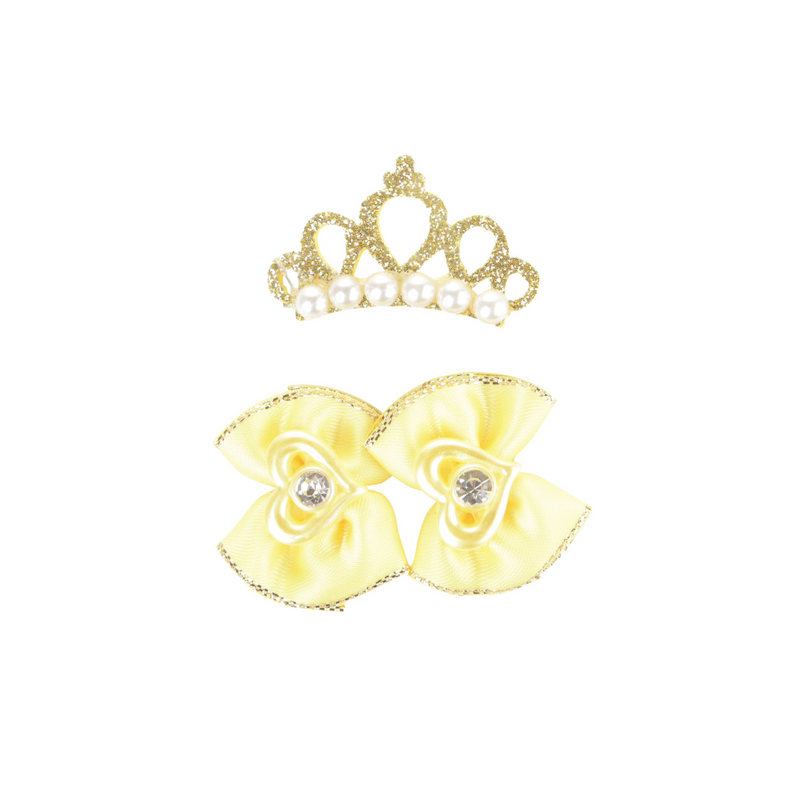 GLAM Hair Accessories for pets clip & rubber band - Yellow