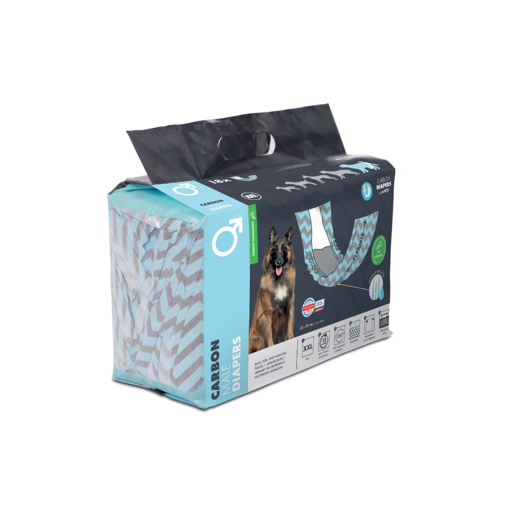 CARBON DIAPERS - Male Dog - 18 pcs