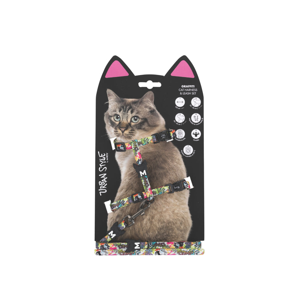 URBAN STYLE GRAFFITI Cat Harness & Leash set