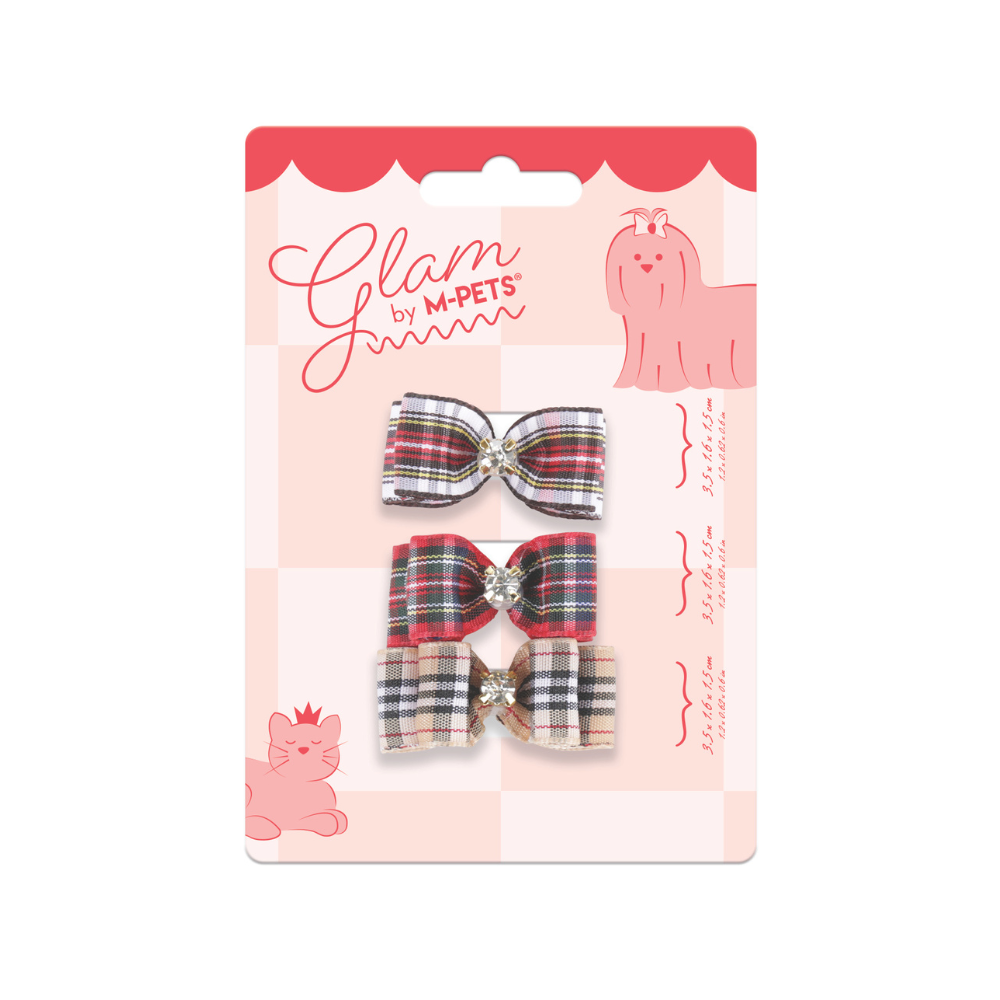 GLAM Hair Accessories for pets clip & rubber - Red