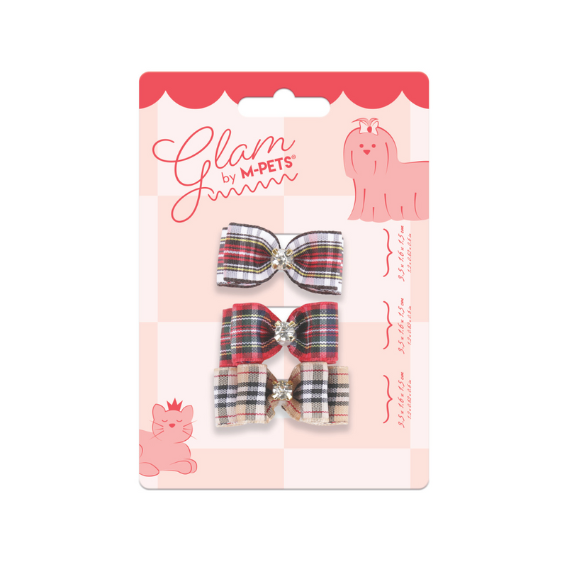 GLAM Hair Accessories for pets clip & rubber - Red