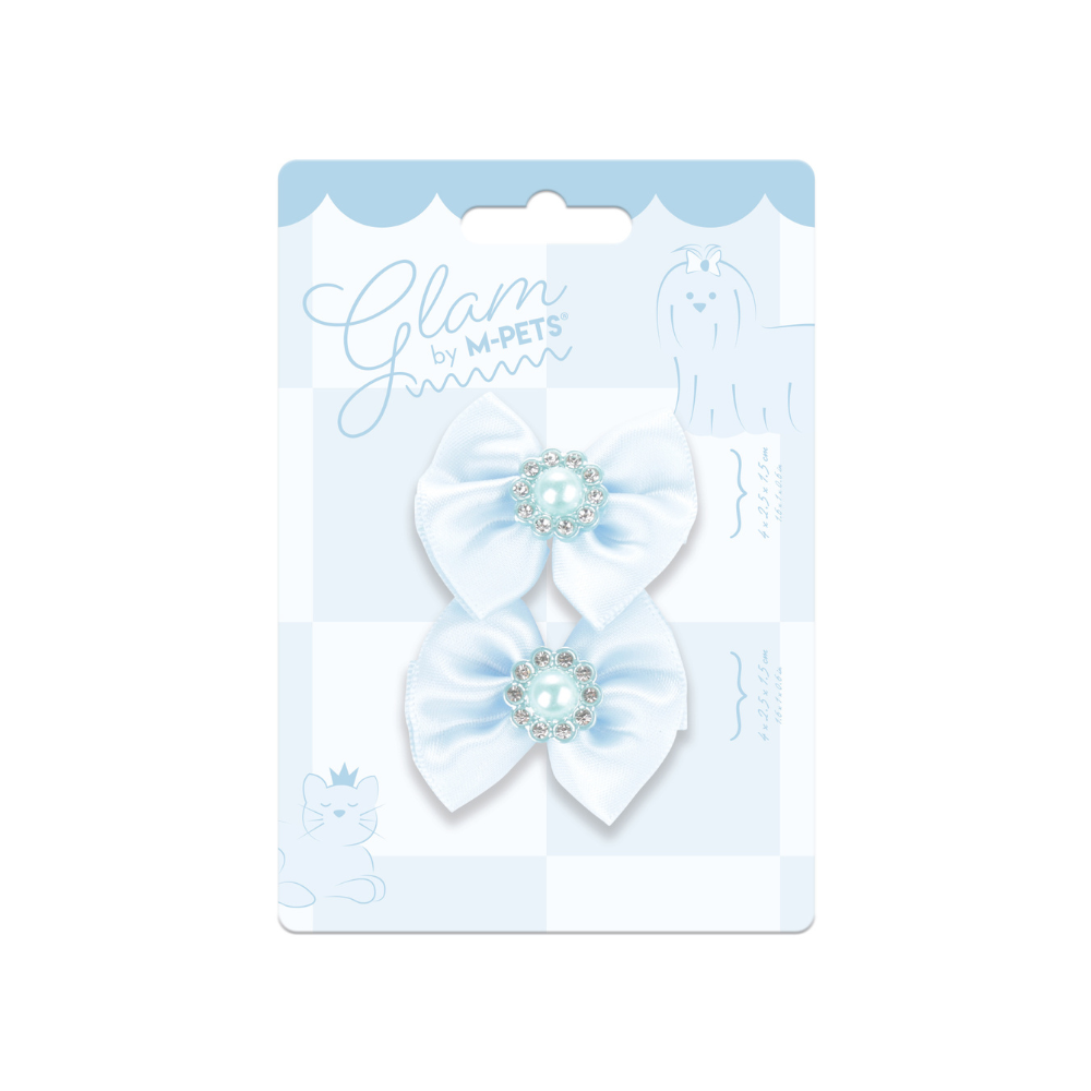 GLAM Hair Accessories for pets rubber band with pearl - Blue