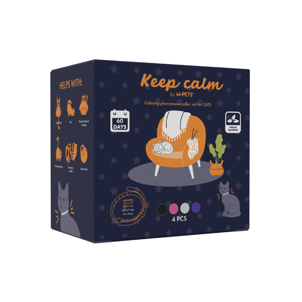 KEEP CALM - Calming pheromone collar set for cats 4 pcs