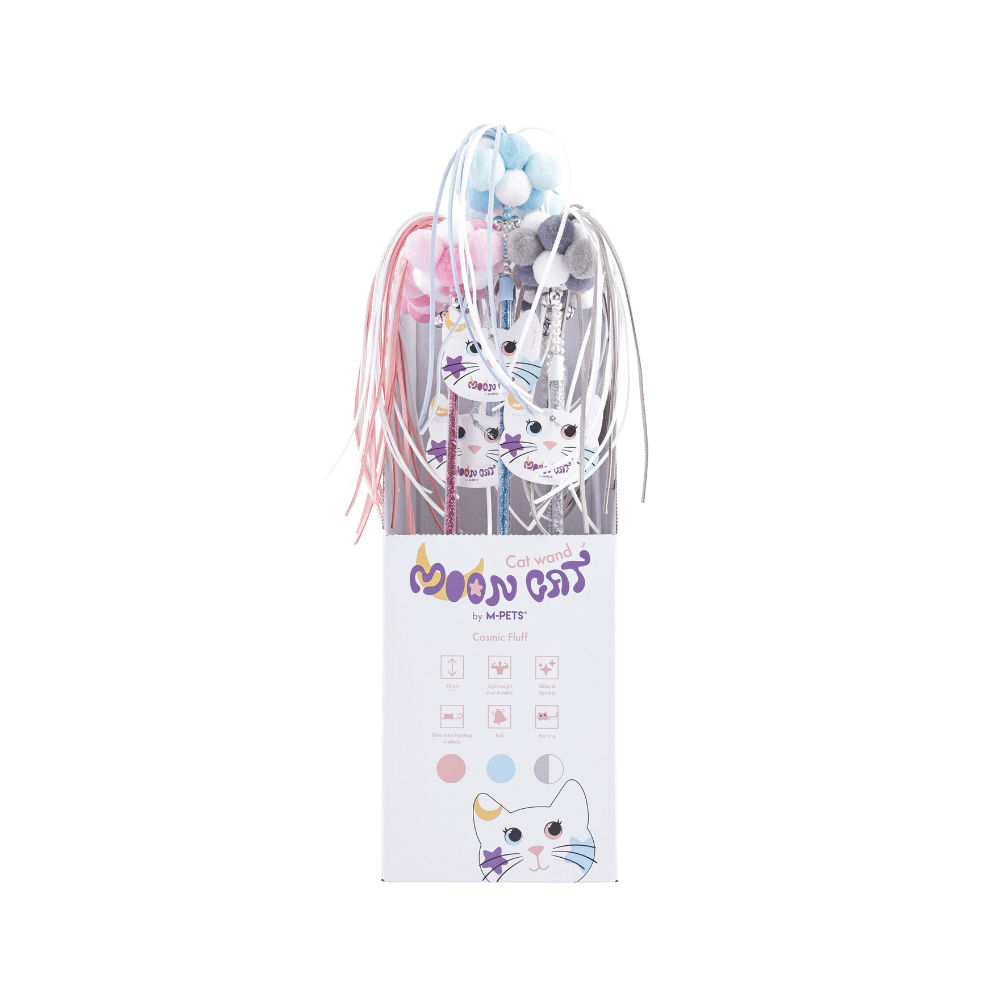 MoonCAT - cat wand Cosmic Fluff Pink/Blue Silver & White