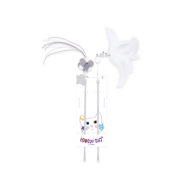 MoonCAT - cat wand set Stellar Plume&Cosmic Fluff - Silver & White