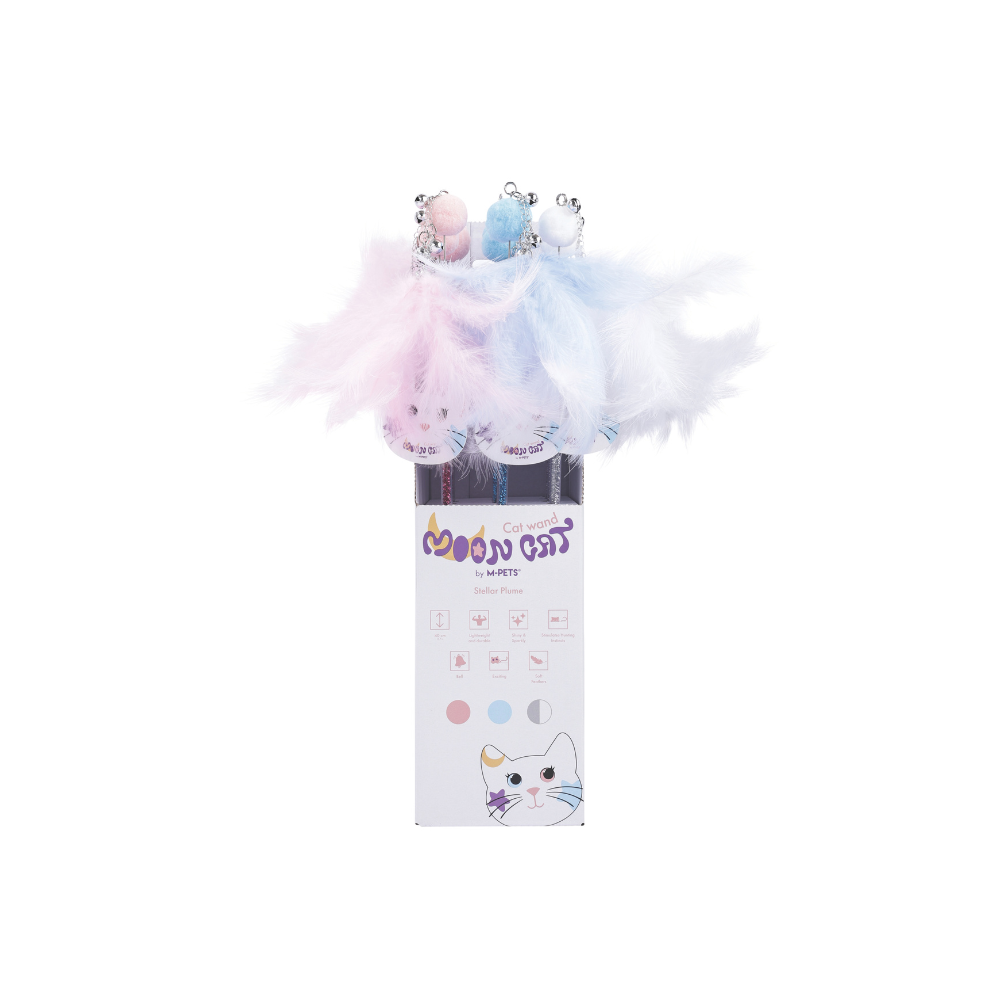MoonCAT cat wand Stellar Plume - Pink/Blue Silver & White