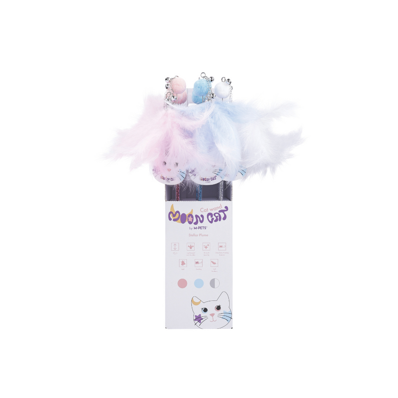 MoonCAT cat wand Stellar Plume - Pink/Blue Silver & White
