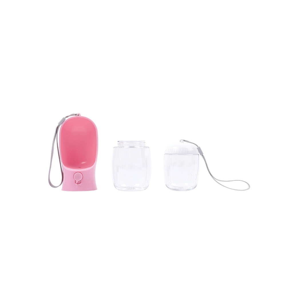 ON THE ROAD Dog water bottle 300 ml - 2 in 1 - Pink bloom