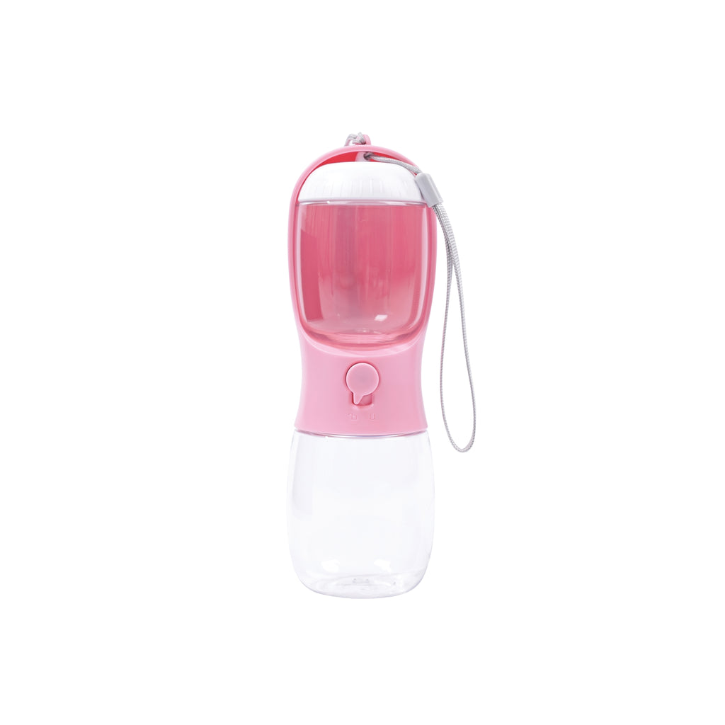 ON THE ROAD Dog water bottle 300 ml - 2 in 1 - Pink bloom