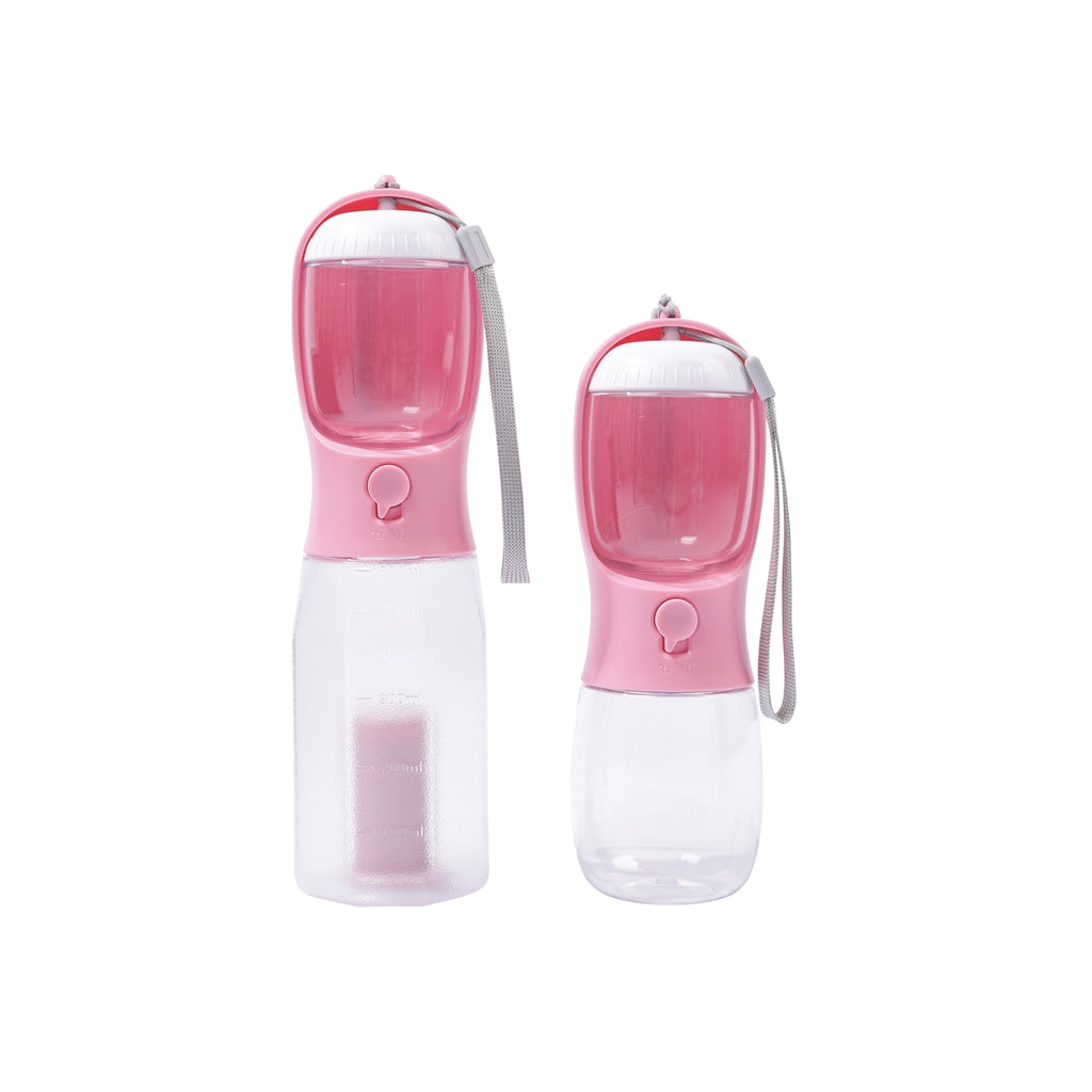 ON THE ROAD Dog water bottle 600 ml - 3 in 1 - Pink bloom