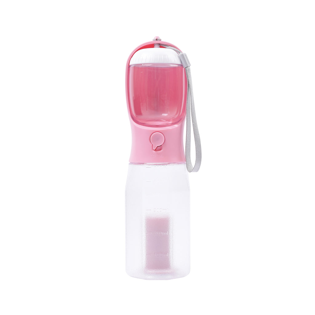 ON THE ROAD Dog water bottle 600 ml - 3 in 1 - Pink bloom