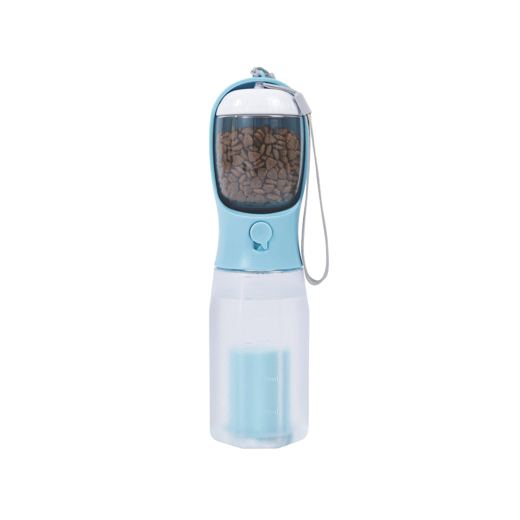 ON THE ROAD Dog water bottle 600 ml - 3 in 1 - Blue mist