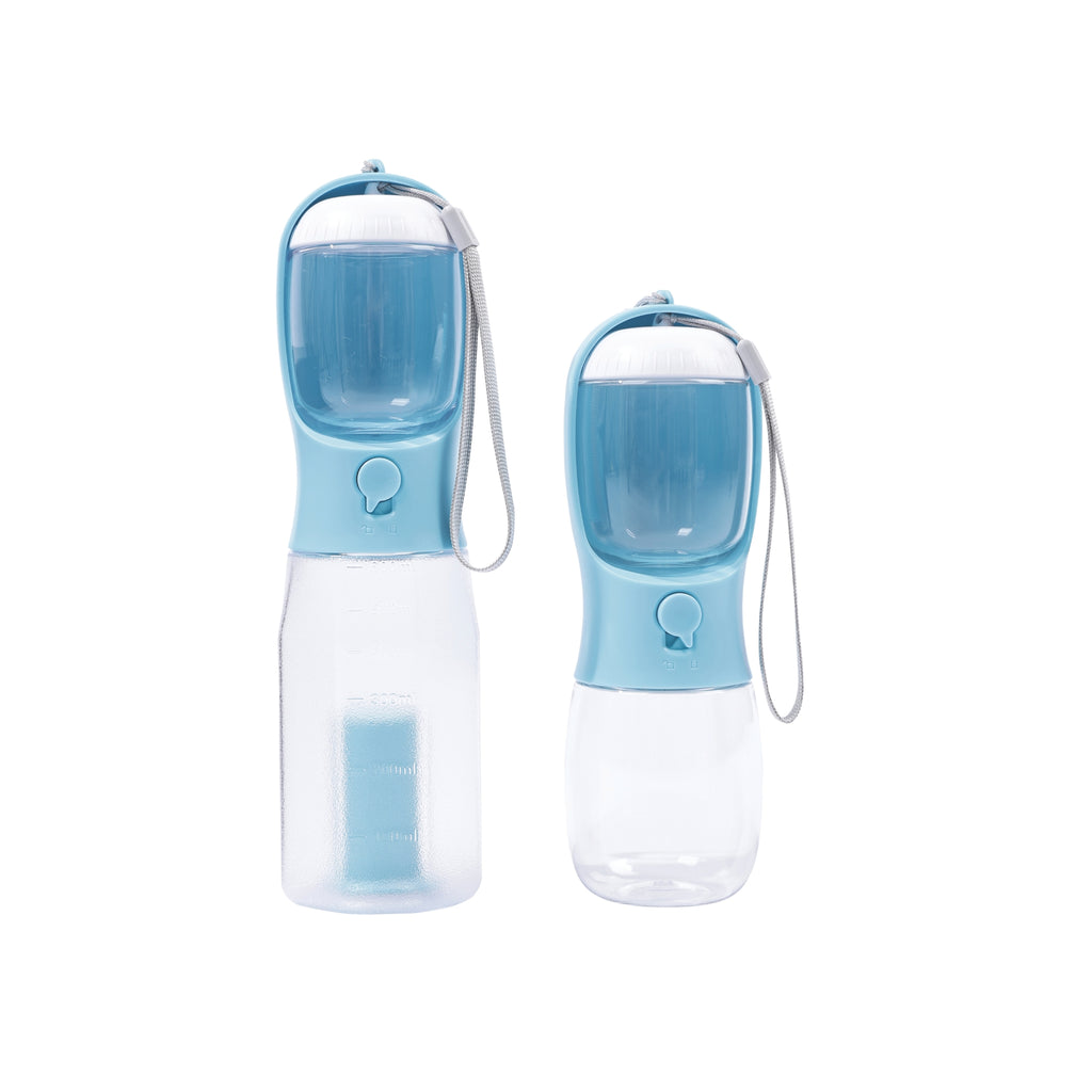 ON THE ROAD Dog water bottle 600 ml - 3 in 1 - Blue mist