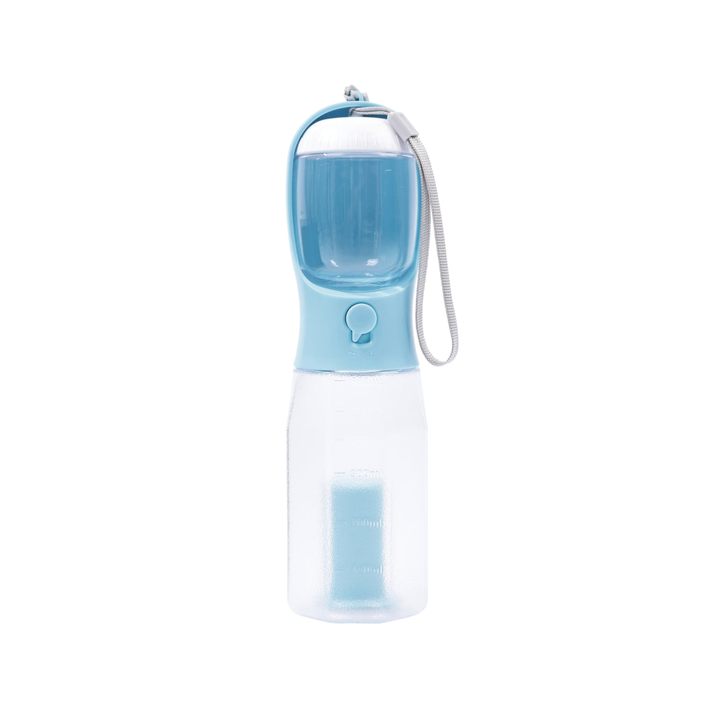 ON THE ROAD Dog water bottle 600 ml - 3 in 1 - Blue mist