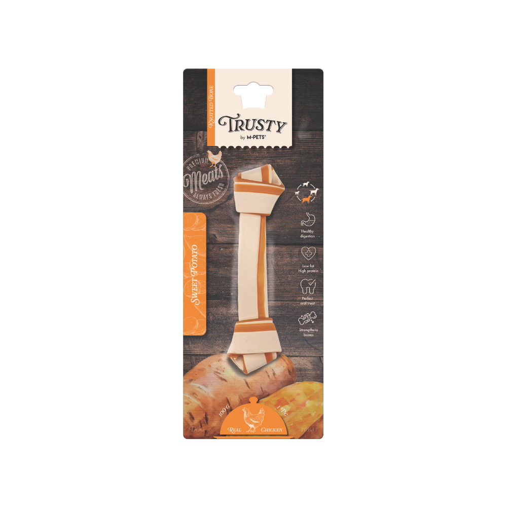 TRUSTY Knotted bone Chicken Flavor - SWEET POTATO DISPLAY 20.3 cm