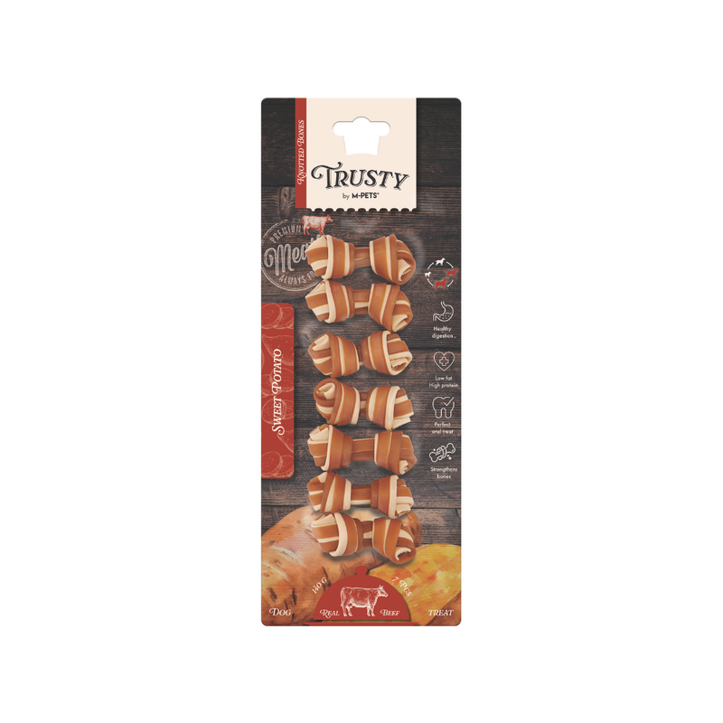 TRUSTY Knotted bones Beef Flavor - SWEET POTATO DISPLAY 6.4 cm