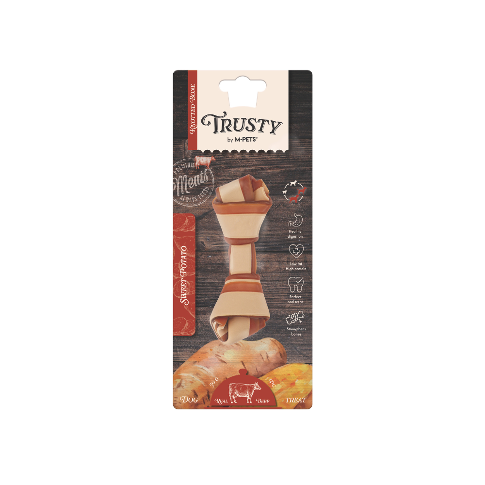 TRUSTY Knotted bone Beef Flavor - SWEET POTATO DISPLAY 12.7 cm