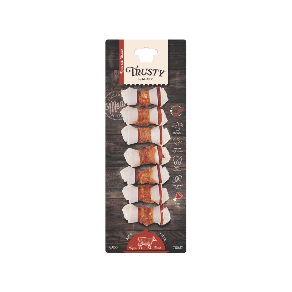 TRUSTY Knotted bones  Extra Meaty Beef Flavor 6.4 cm