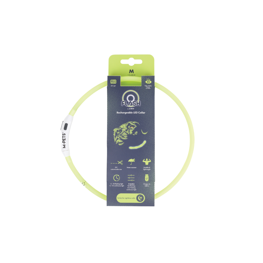 FLASH LED rechargeable collar Green