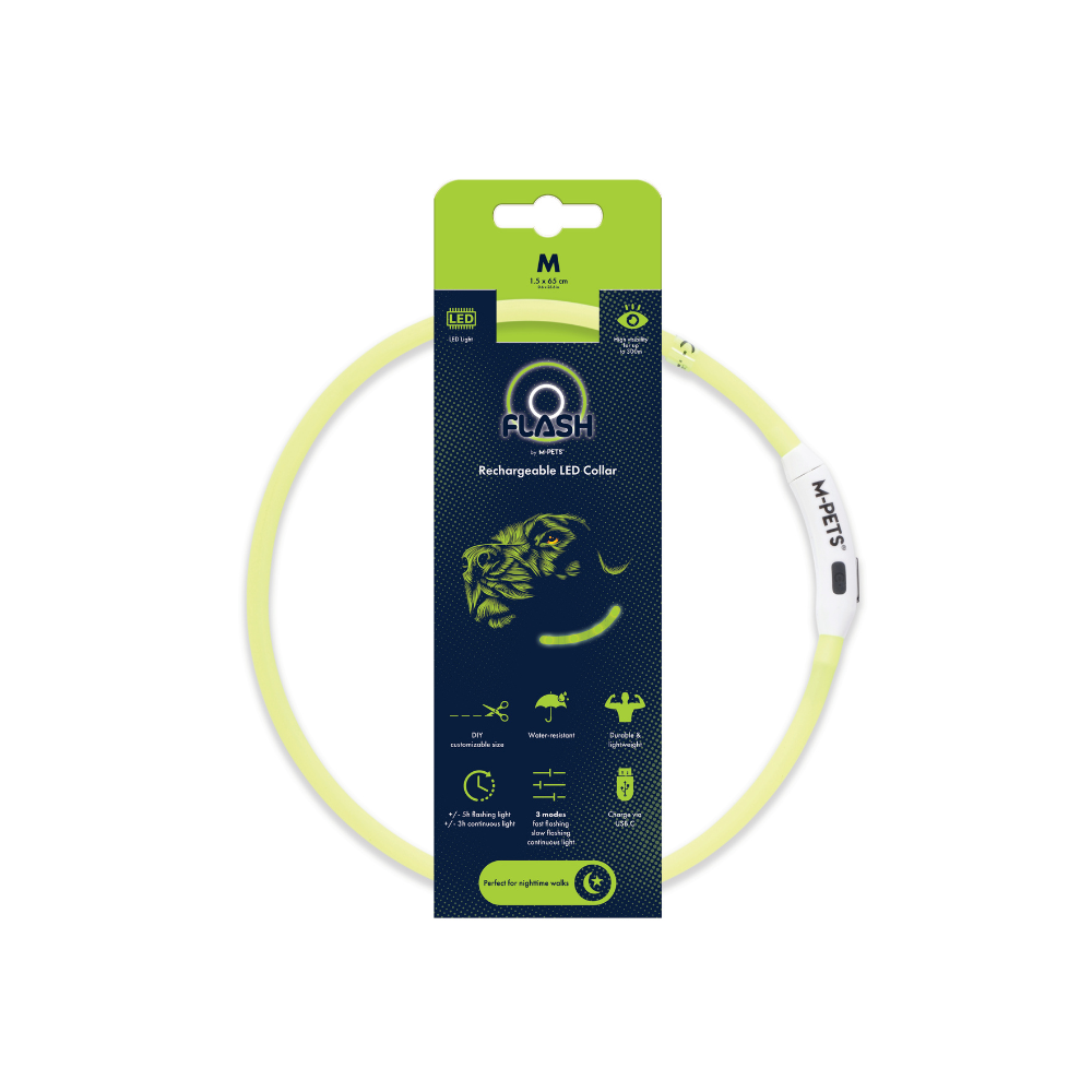 FLASH LED rechargeable collar Green