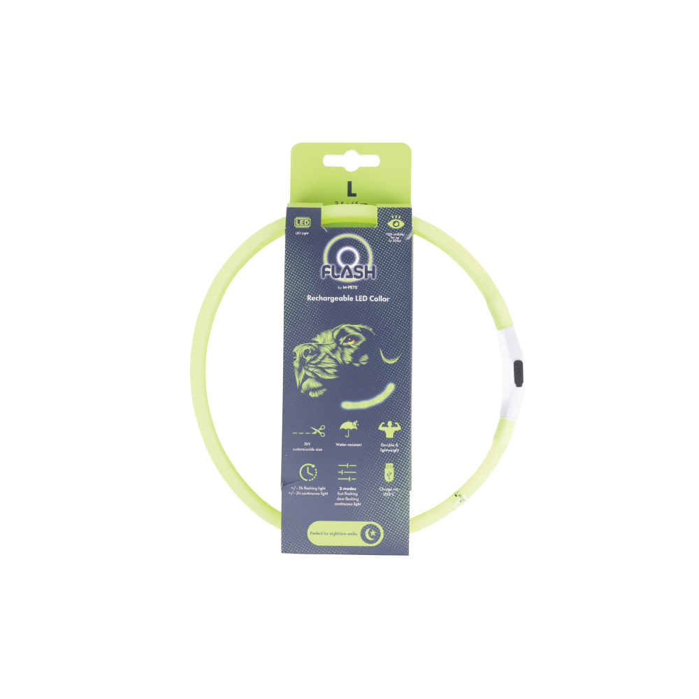 FLASH LED rechargeable collar Green