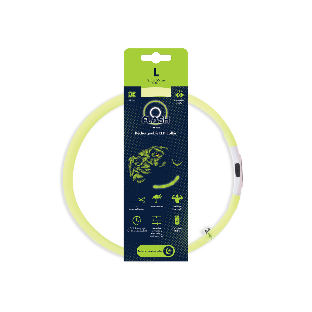 FLASH LED rechargeable collar Green