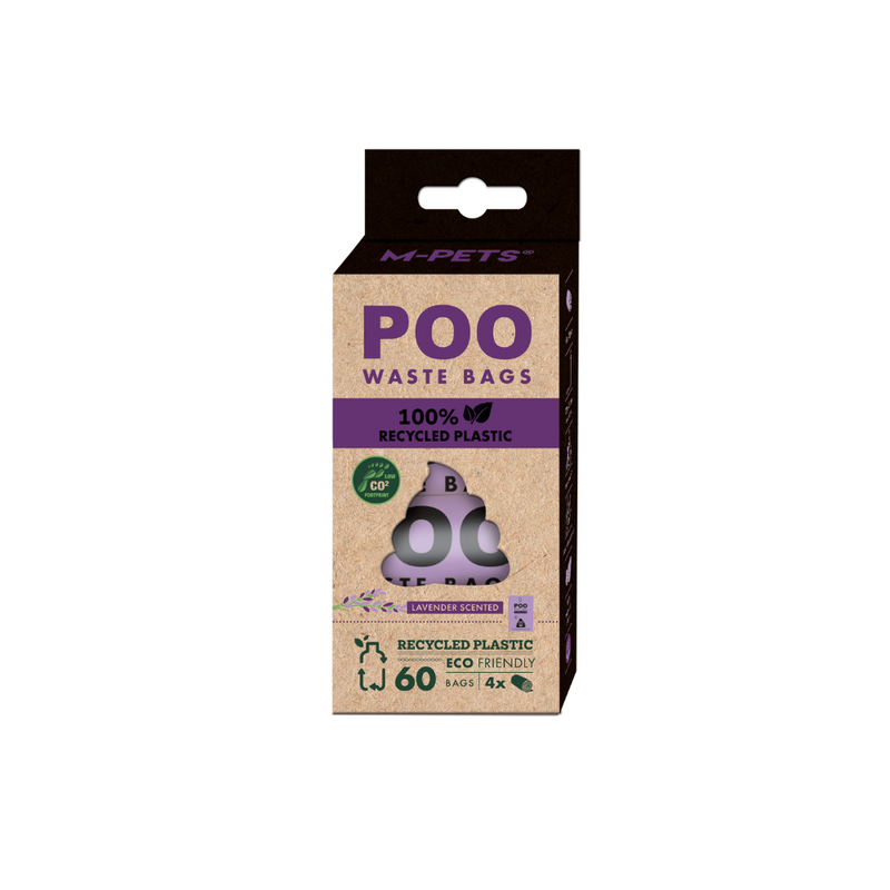 POO 100% Recycled Plastic Waste Bags (60 bags) - Lavender Scented 4 rolls