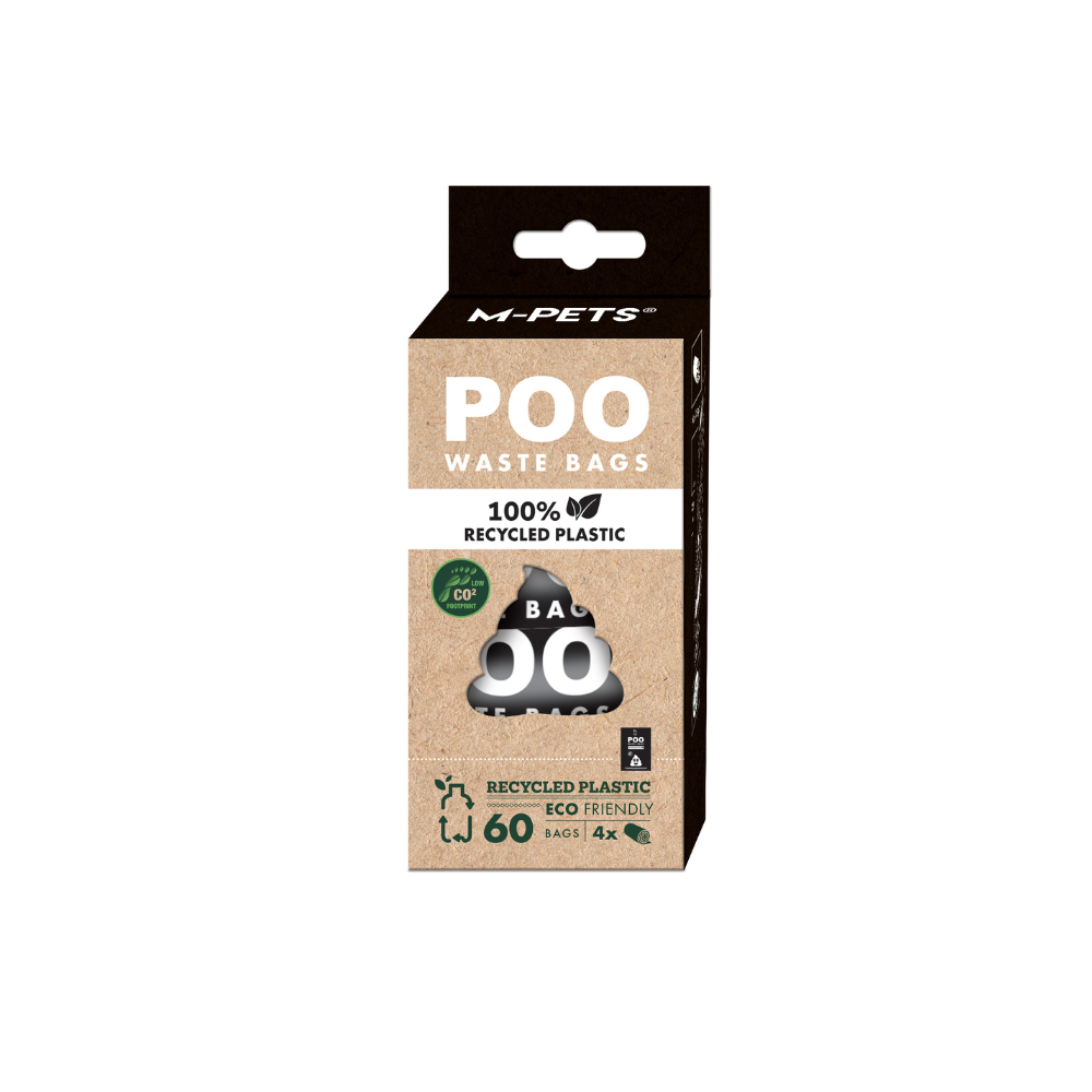 POO 100% Recycled Plastic Dog Waste Bags (60 bags) -  Unscented 4 rolls