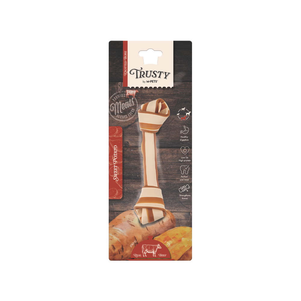 TRUSTY Knotted bone Beef Flavor - SWEET POTATO DISPLAY 20.3 cm