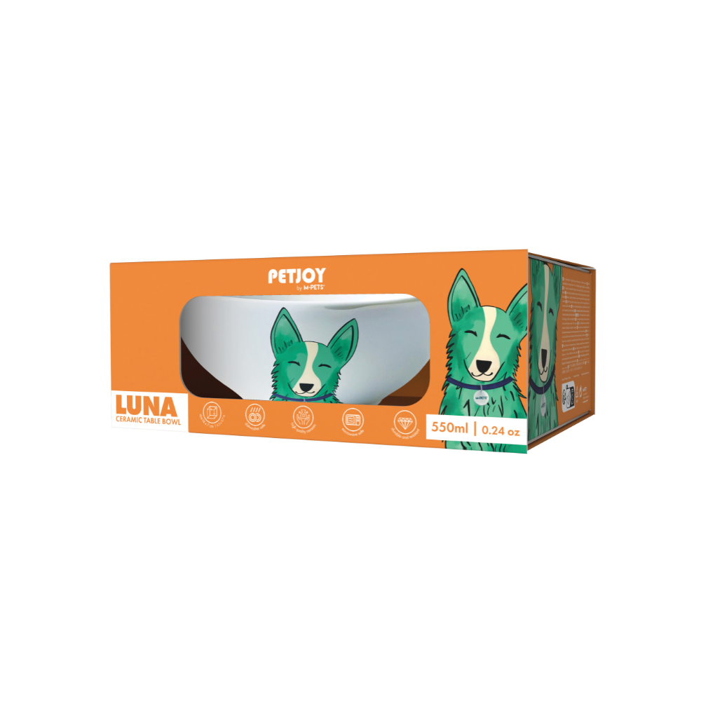 PETJOY Furry Feast Luna Ceramic Bow