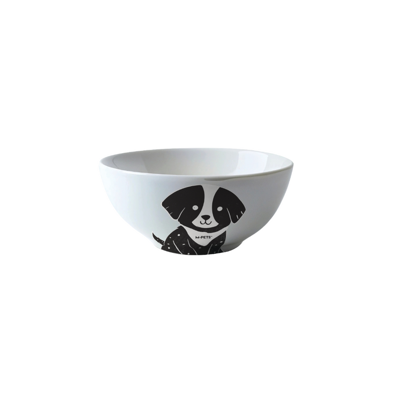 PETJOY Furry Feast Ceramic Bowl Oliver - Black & White