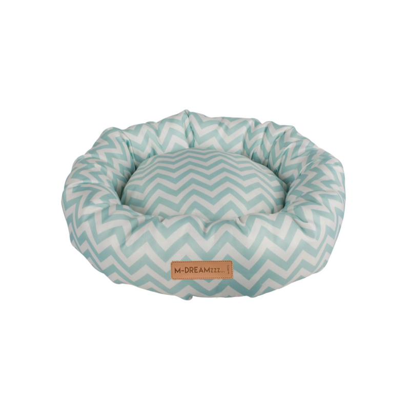 Coussin rond TASMANIA Bleu et blanc