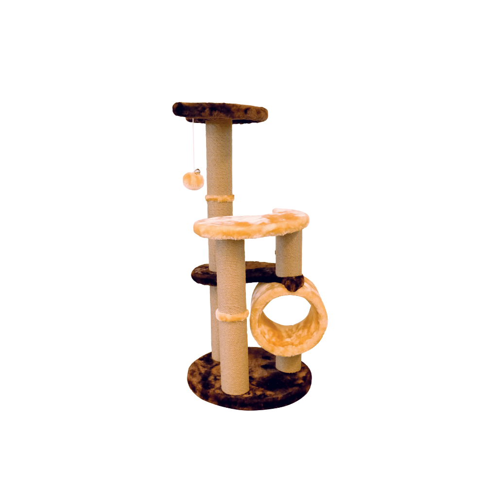 VENTOUX Cat Tree - Brown Jute Brown & Orange