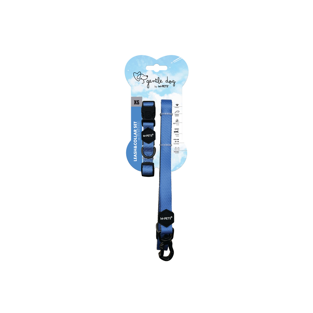 GENTLE DOG Leash&Collar Set - Azure Blue