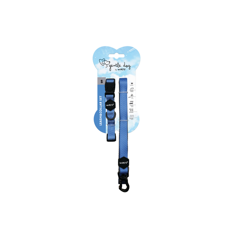 GENTLE DOG Leash&Collar Set - Azure Blue