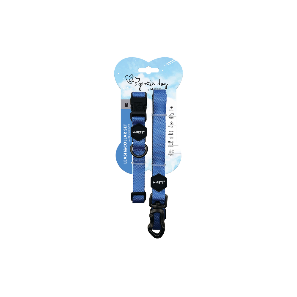 GENTLE DOG Leash&Collar Set - Azure Blue