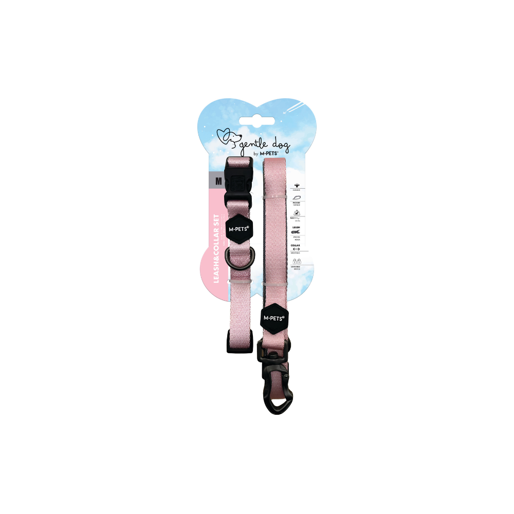 GENTLE DOG Leash&Collar Set - Blush pink