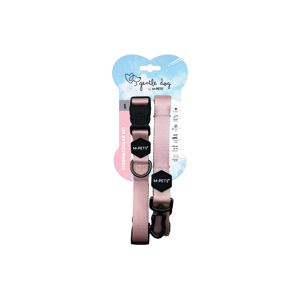 GENTLE DOG Leash&Collar Set - Blush pink