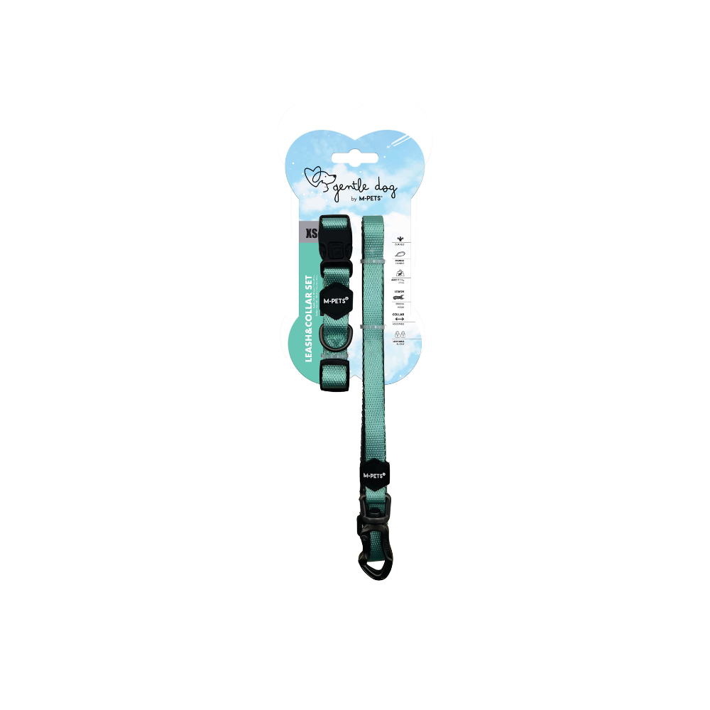 GENTLE DOG Leash&Collar Set - Jade green