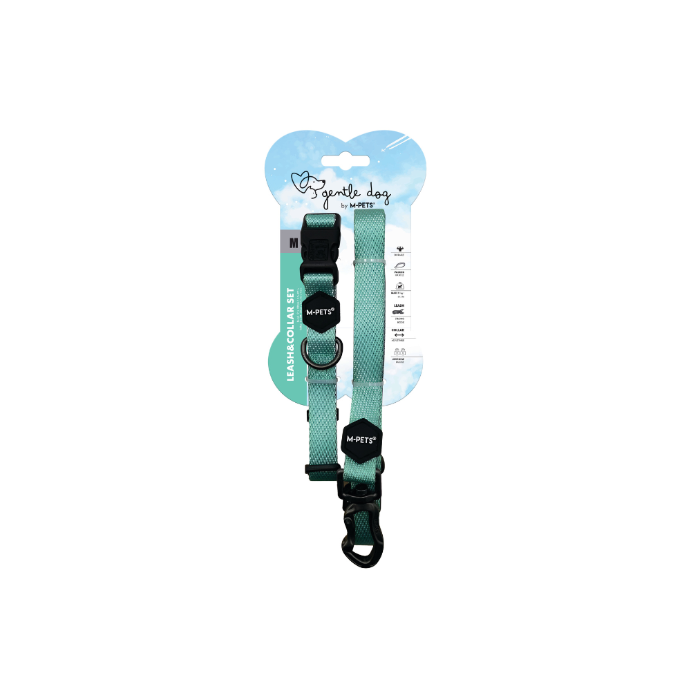 GENTLE DOG Leash&Collar Set - Jade green