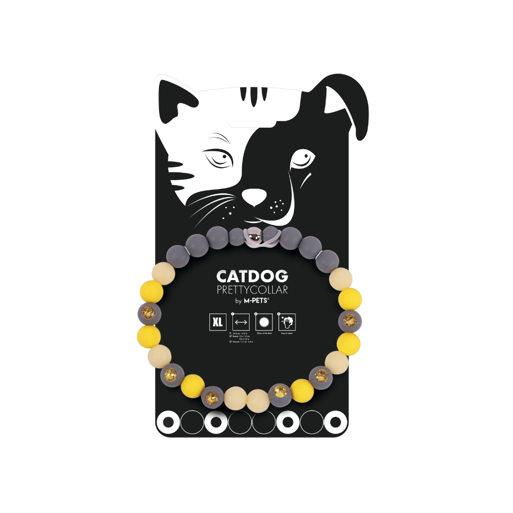 Collier lumineux CATDOG Pretty - Vert, noir et jaune