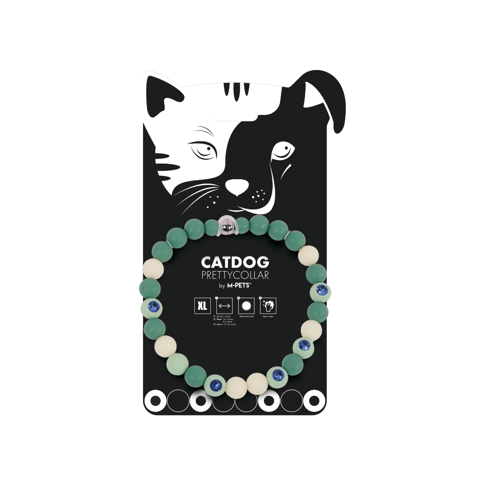 Collier lumineux CATDOG Pretty - Vert, noir et jaune