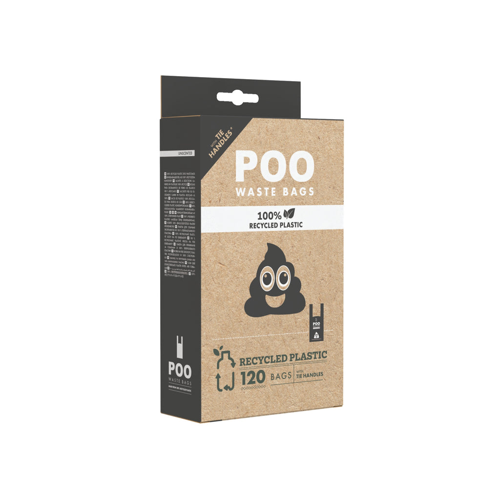 POO Waste bags with handles UNSCENTED 120 bags - 100% Recycled plastic